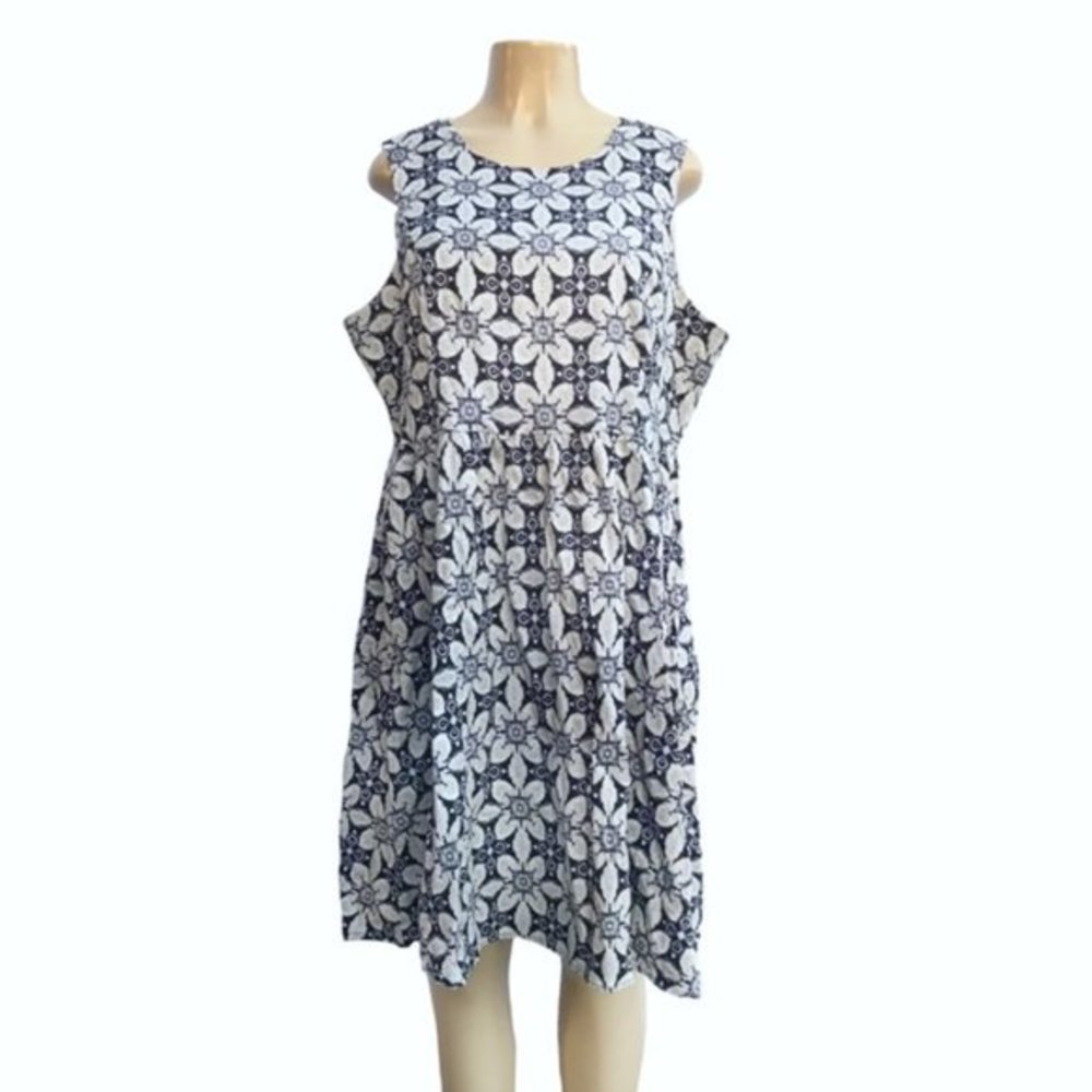 Pagani Blue and White Pattern Dress